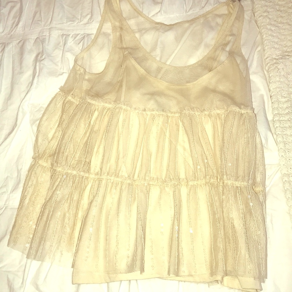 White sequins and tule shirt with under top